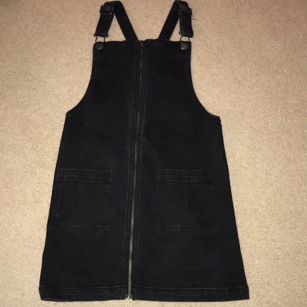 Art Class Size L (10-12) Black Denim Overall Dress